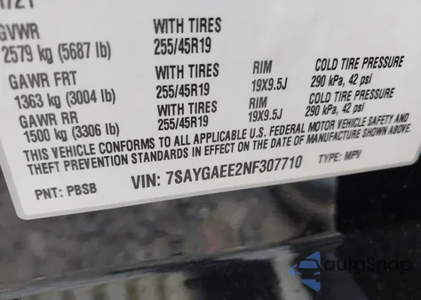 2022 Tesla Model Y Long Range Dual Motor All-Wheel Drive из США, поврежденный, VIN 7SAYGAEE2NF307710